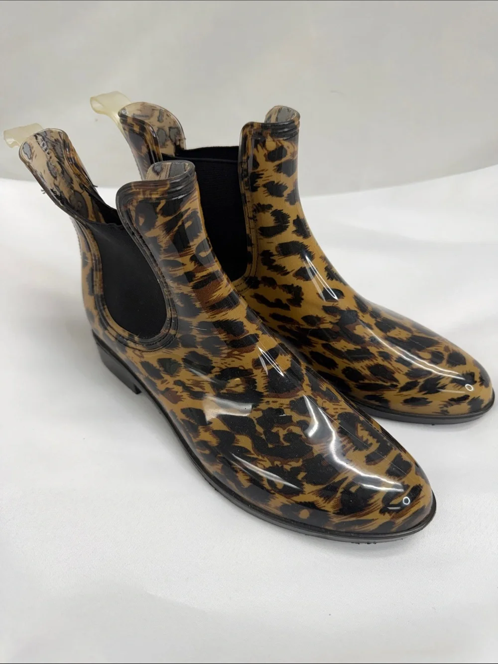 Leopard Print Chelsea Rain Boots - Women's Brown/Black